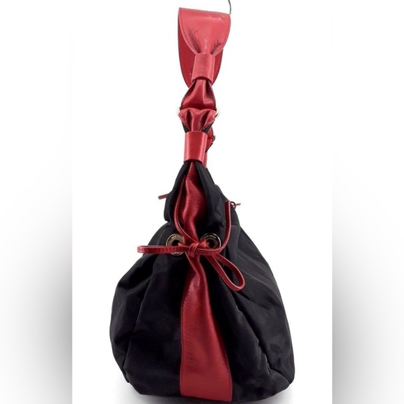 Kate Spade New York Small Gabi Nylon Black Red Top Zip Shoulder Purse - Picture 4 of 13